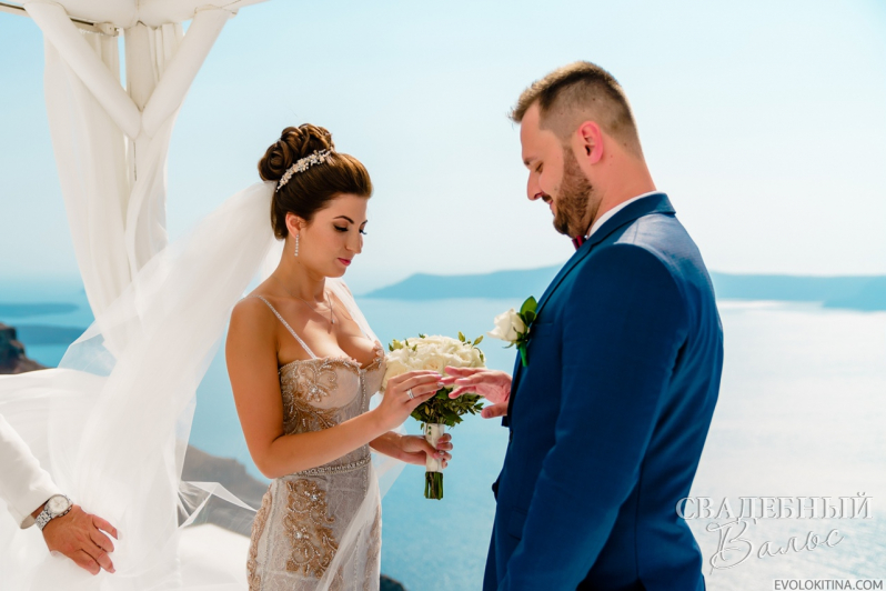 Волшебная свадьба Натальи и Сергея на острове Санторини в Греции
